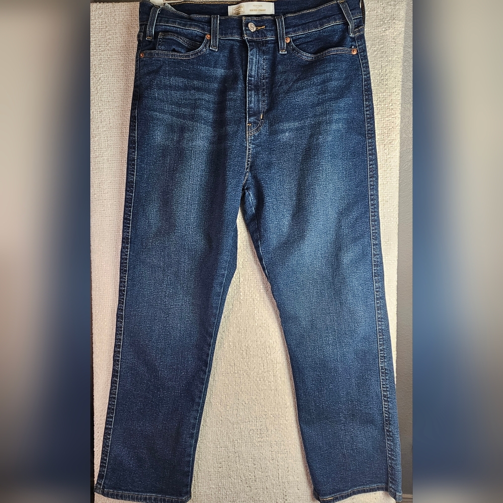 Levi Strauss Signature Gold Petite High Rise Straight Jeans W32 Size 14